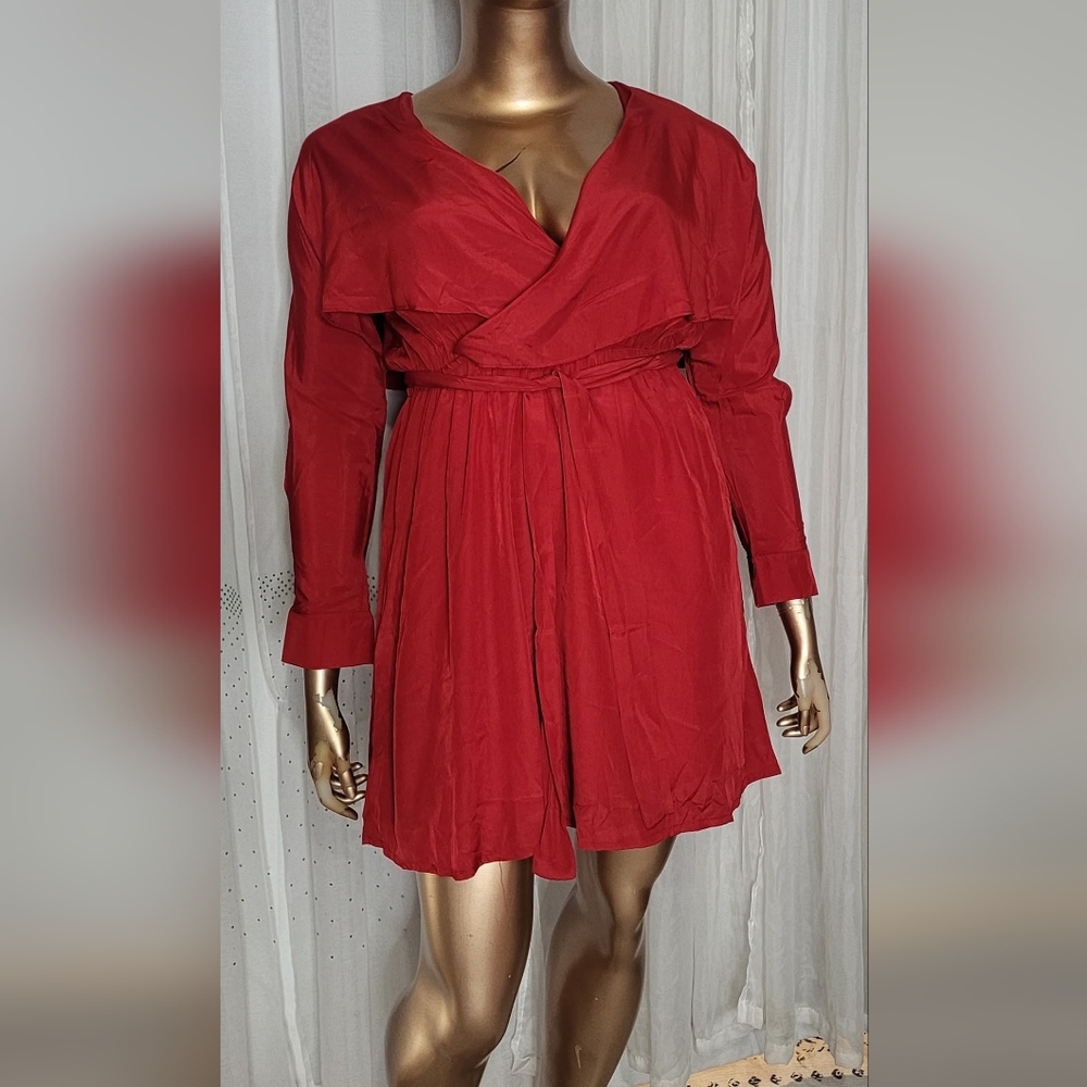 Zeagoo Bold Red Long Sleeve Dress